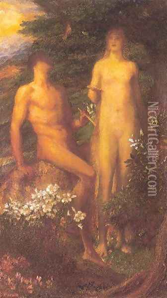 Adam and Eve Before The Temptation Oil Painting - George Frederick Watts
