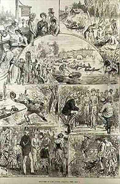 Sketches at the Henley Regatta Oil Painting - Harry Furniss
