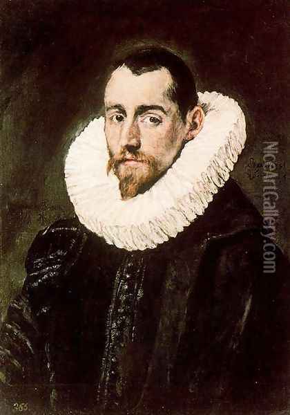 Portrait of a Young Gentleman 1600s Oil Painting - El Greco (Domenikos Theotokopoulos)