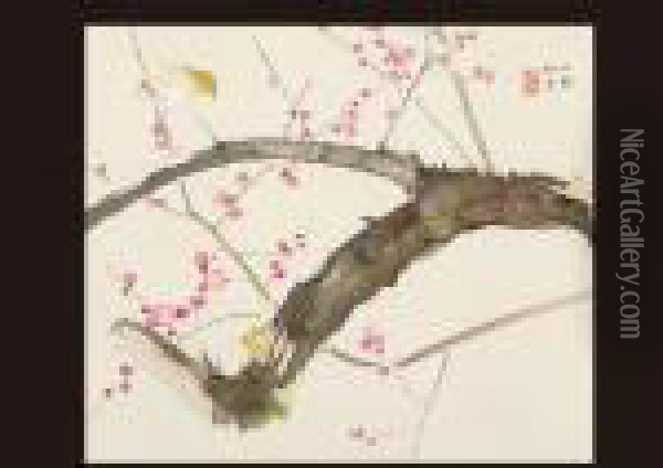 A Bird On The Plum Tree Oil Painting - Seiho Takeuchi