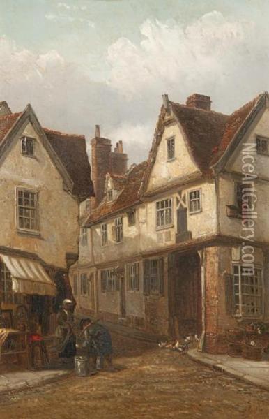 Street Scene, Ipswich Oil Painting - Thomas Smythe