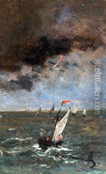 Marine Par Temps D'orage Oil Painting - Alfred Stevens