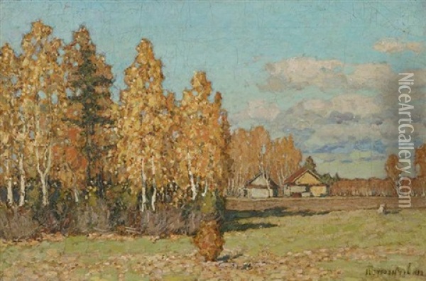 Autumn Landscape Oil Painting - Petr Ivanovich Petrovichev