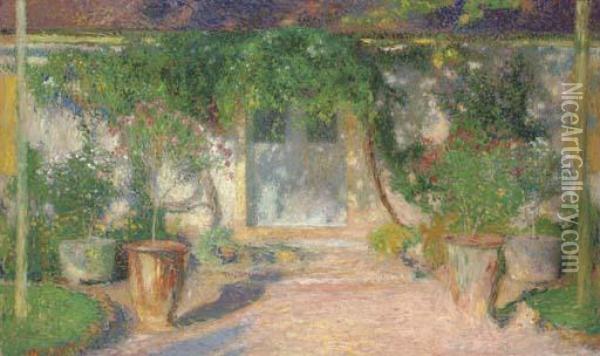 La Terrasse Ensoleillee Oil Painting - Henri Martin