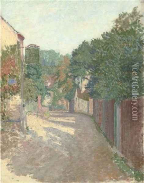 Village Street, Hertingfordbury Oil Painting - Spencer Frederick Gore