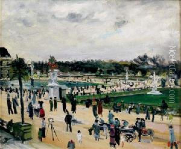 Jardin Du Luxembourg Oil Painting - Lucien Adrion