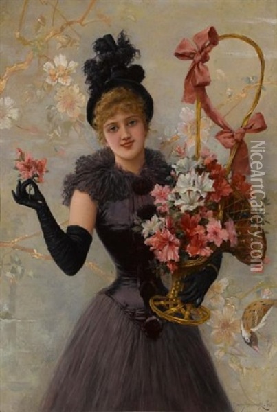 The Bouquet Oil Painting - Emile Eisman-Semenowsky