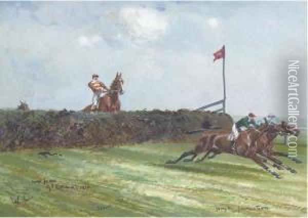 The Last Fence, Grand National Oil Painting - John Beer
