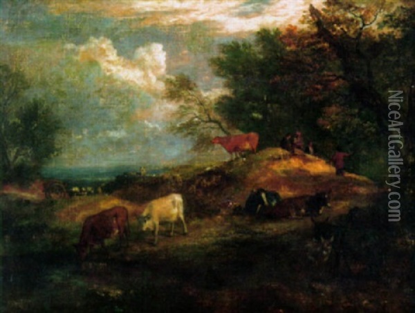 Karjaa Juomapaikalla Oil Painting - Ramsay Richard Reinagle