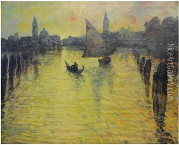 Venise Au Soleil Couchant Oil Painting - Charles Cottet