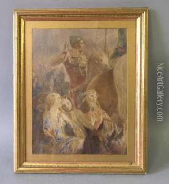 'the Crusader's Departure' Oil Painting - Henry Warren