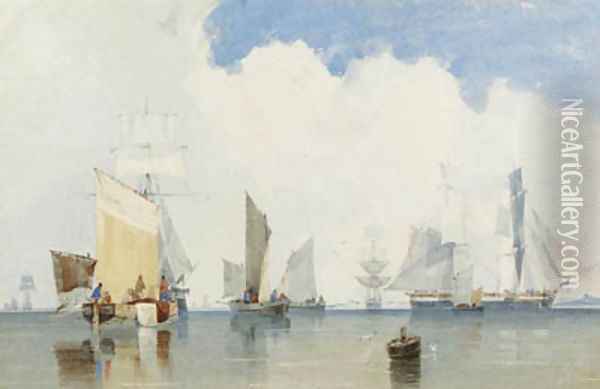 Fishing boats in a harbour Oil Painting - Count Alexandre Thomas Francia