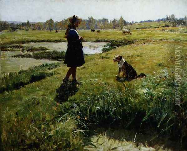 A Midday Pause Oil Painting - Evariste Carpentier