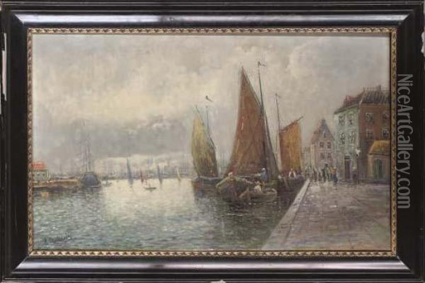 Boats In The Harbour Oil Painting - Anna Dubuis