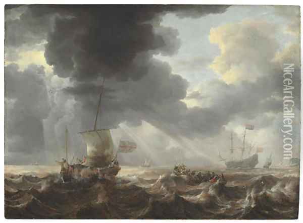 Ships on a stormy sea Oil Painting - Bonaventura, the Elder Peeters