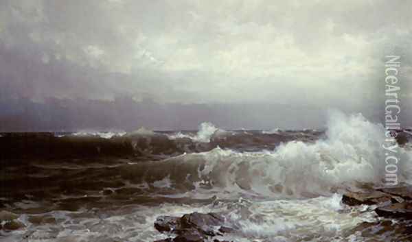 Breakers At Beaver Oil Painting - William Trost Richards