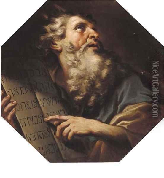Moses receiving the Ten Commandments Oil Painting - Antonio Zanchi