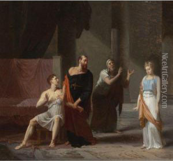 Antiochus And Stratonice Oil Painting - Jacques Antoine Vallin