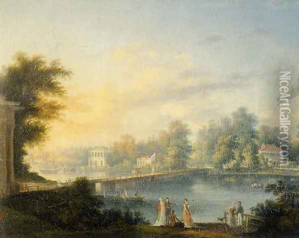 View of the Bolshaya Neva and the Stroganov Dacha, 1804 Oil Painting - Semen Fedorovich Shchedrin