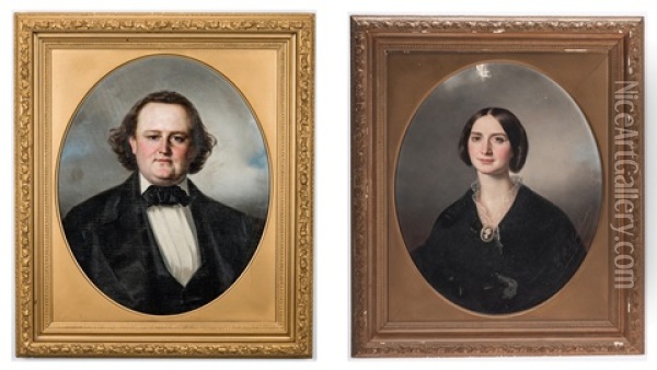 Portraits Of Lt. Col. Lewis Minor Coleman And Mary Marshall Coleman Oil Painting - Louis Mathieu Didier Guillaume