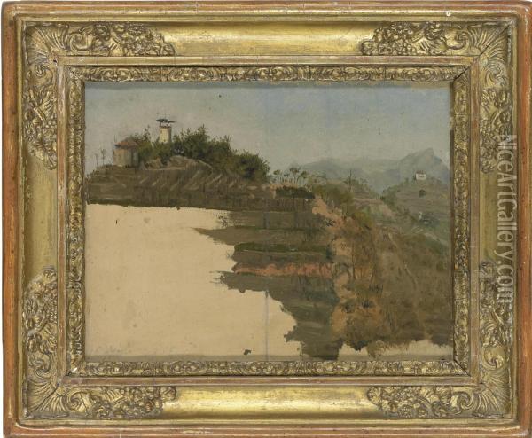 S. Romolo (italy), A Sketch Oil Painting - Domenico Induno