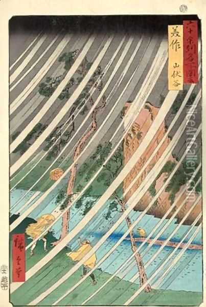 Mimasaka Yamabushidani. Dans La Vallee Des Yamabushi, Province De Mimasaka Oil Painting - Utagawa or Ando Hiroshige