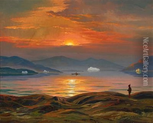 Sunrise In Greenland Oil Painting - Emanuel A. Petersen