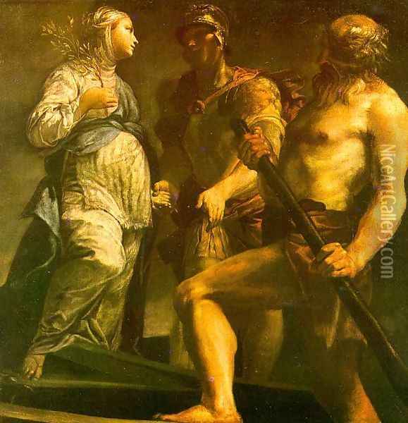 Aeneas with the Sybil & Charon 1700-05 Oil Painting - Giuseppe Maria Crespi