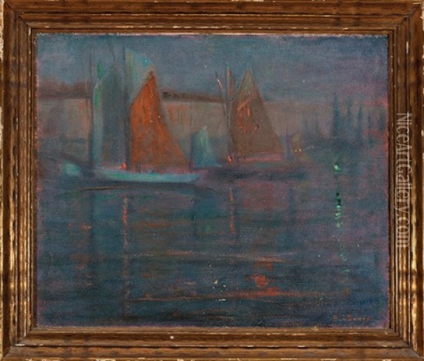 Nocturne Sailboats Oil Painting - Benjamin James Bowen