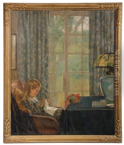 Little Nellie, Little Seamstress Oil Painting - William Wallace Gilchrist
