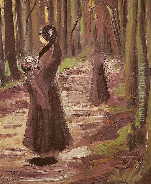 Two Women In The Woods Oil Painting - Vincent Van Gogh