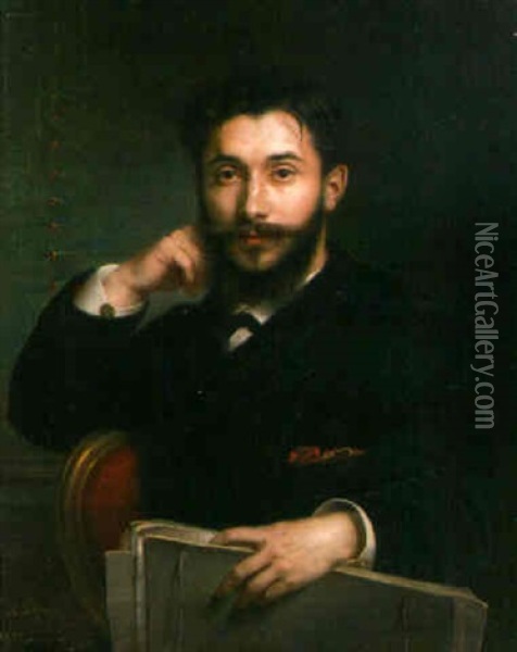 Portrait Of A Young Intellectual Oil Painting - Jean Adolphe Papin