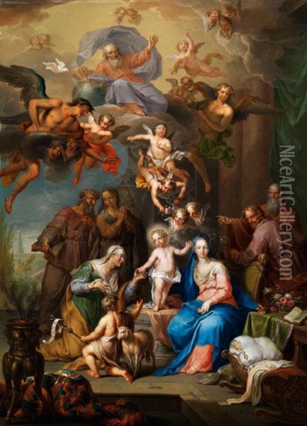 Die Heilige Familie Oil Painting - Franz Christoph Janneck