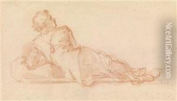 A Study Of A Reclining Man Oil Painting - Giuseppe Maria Rolli