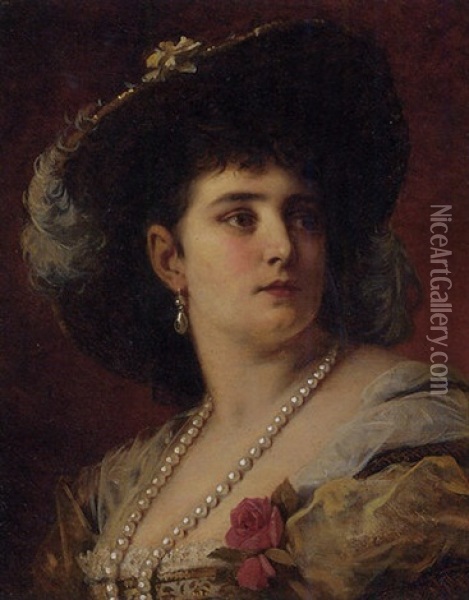 An Elegant Lady Oil Painting - Anton Ebert