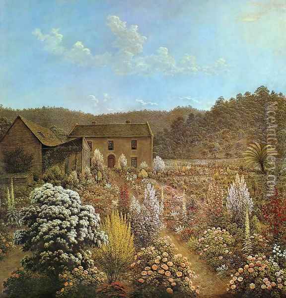 The Artist's House and Garden Oil Painting - John Glover