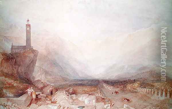 Mountain landscape with church Oil Painting - Joseph Mallord William Turner