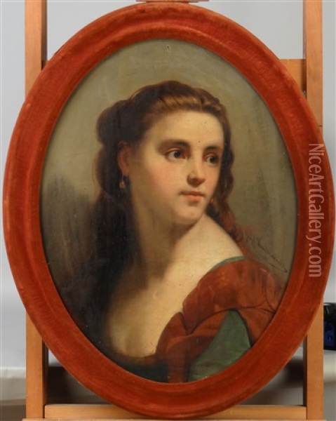 Buste De Jeune Femme Oil Painting - Joseph Van Severdonck