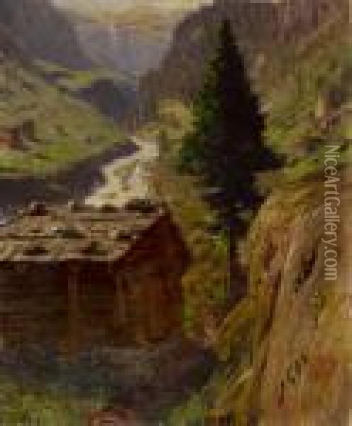 Alpenlandschaft Oil Painting - Albert H. Gos