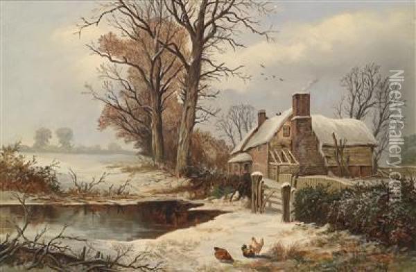 Winter On The Farm Oil Painting - W. Cartwright
