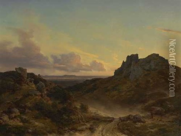 Harzlandschaft Im Abendlicht Oil Painting - Karl Friedrich Lessing
