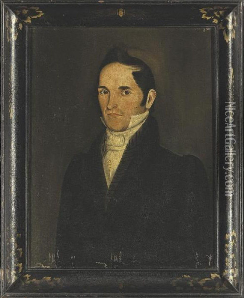 A Portrait Of Hiram A. Adams Oil Painting - Sheldon Peck