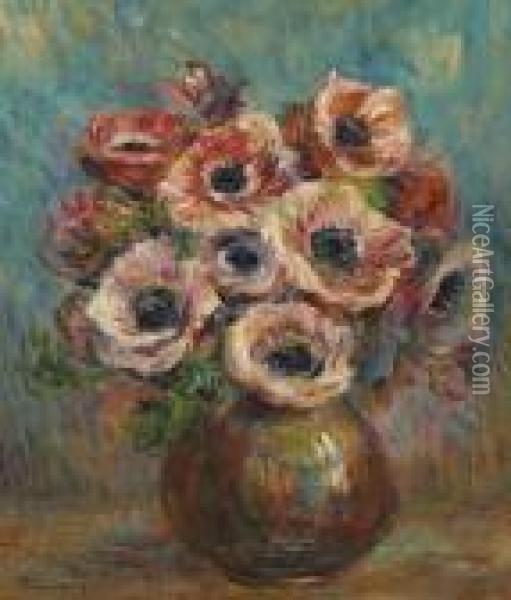 Vase D'anemones Oil Painting - Pierre Auguste Renoir
