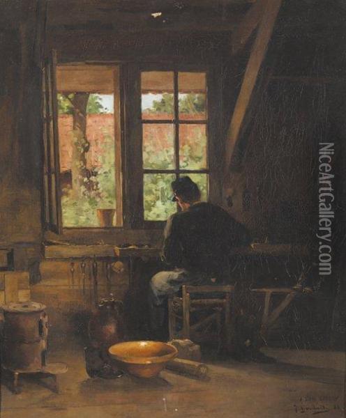 L'auberge A Allery Oil Painting - Albert Decamps