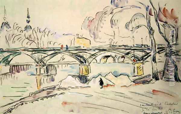 The Pont des Arts, 1924 Oil Painting - Paul Signac