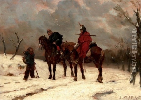 Deux Cavaliers A L'arret Oil Painting - James Alexander Walker