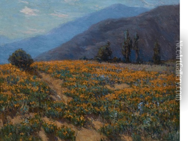 Poppies Near Pasadena Oil Painting - Benjamin Chambers Brown