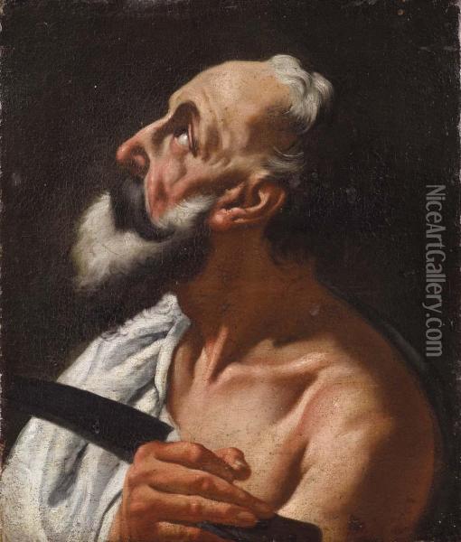 Santo Oil Painting - Egidio Dall' Oglio