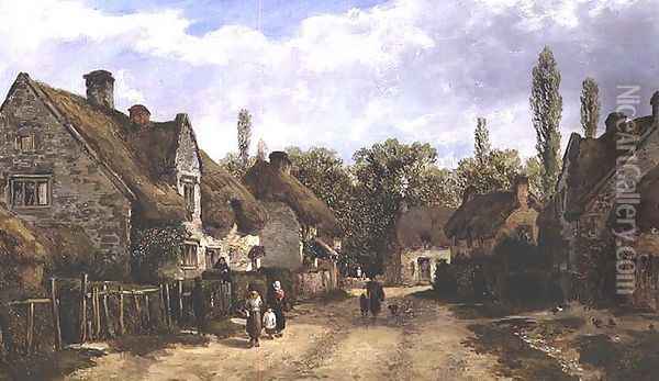 Langford Village, Wiltshire Oil Painting - William Pitt