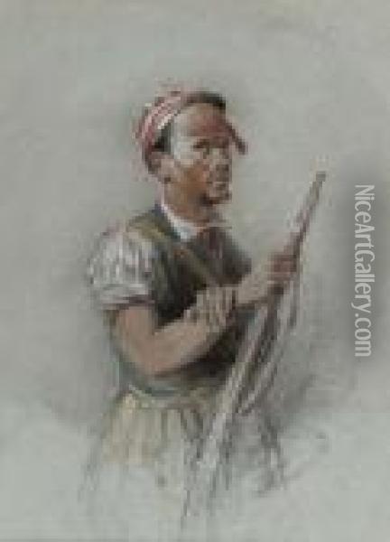 A Soldier Oil Painting - William Clarkson Stanfield
